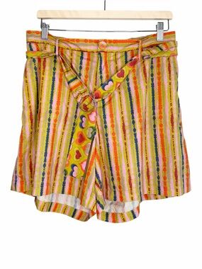 EMILY Lovelock Striped Multicolor Women’s Shorts with Hearts Size Large